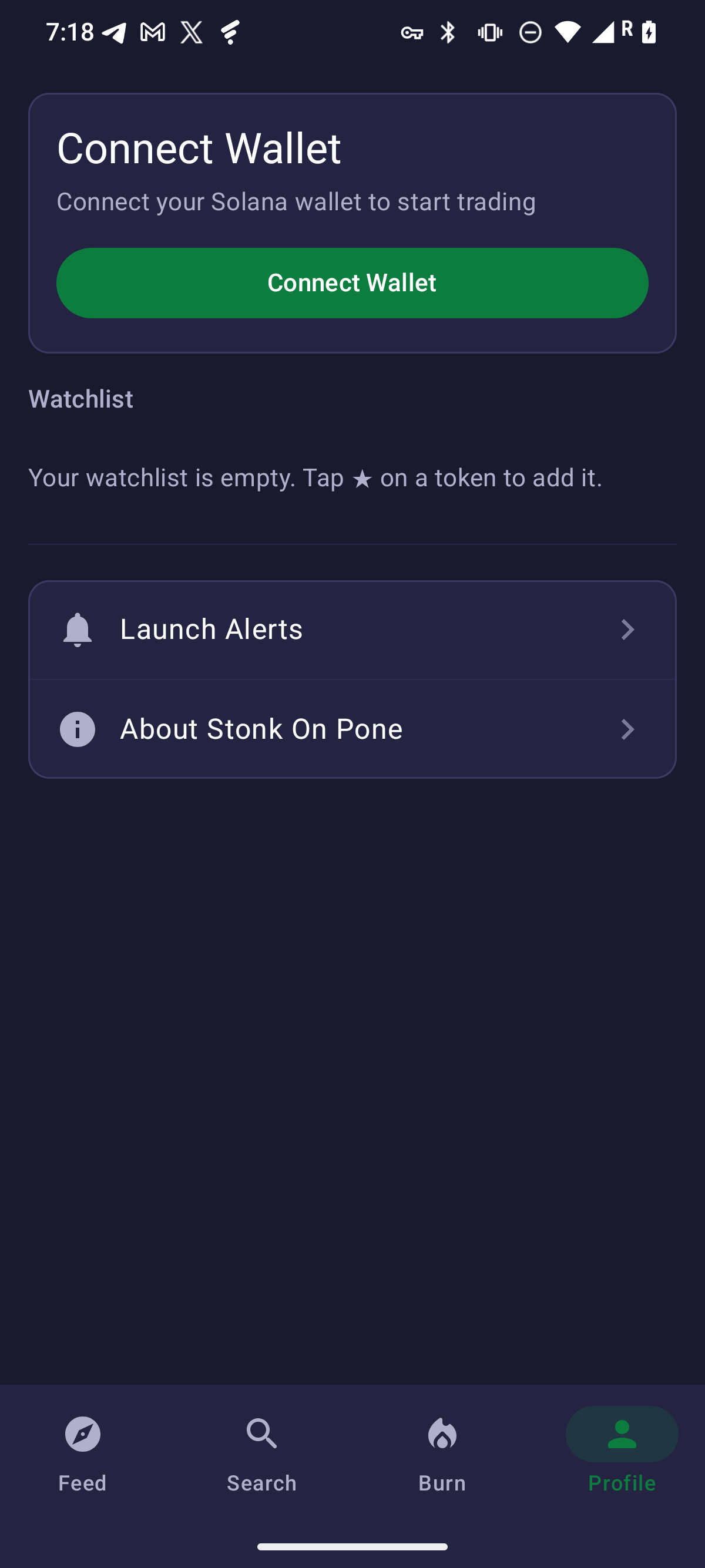 Wallet connection screen